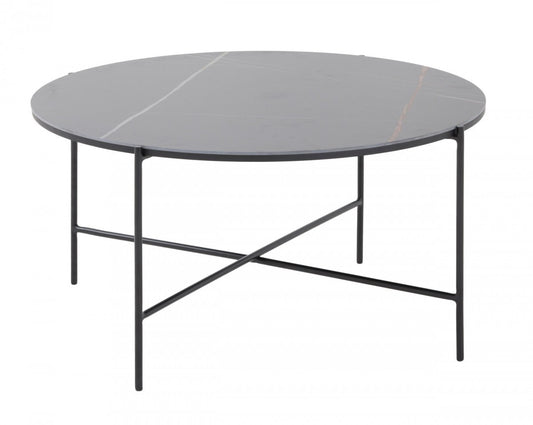 Modern Black Ceramic Round Coffee Table