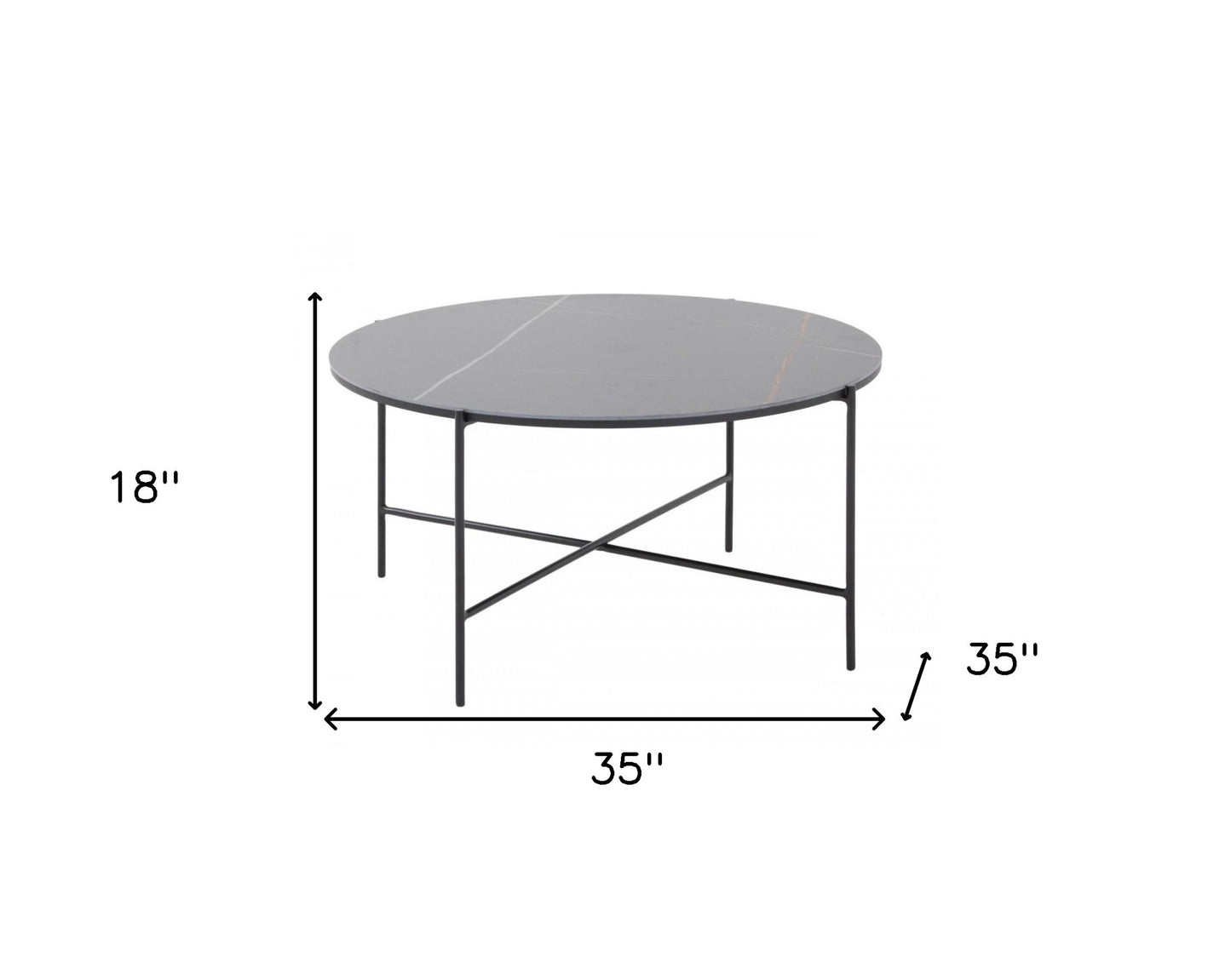 Modern Black Ceramic Round Coffee Table