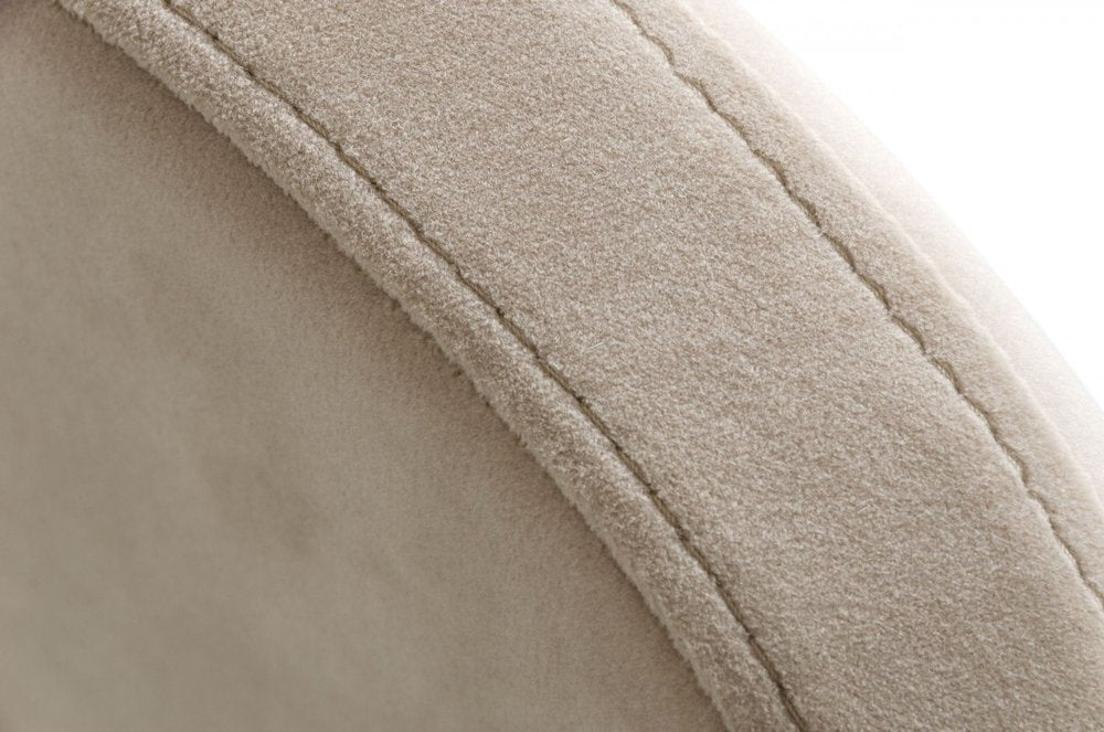 Set of Two Beige and Champagne Upholstered Velvet Wing Back Dining Side Chairs