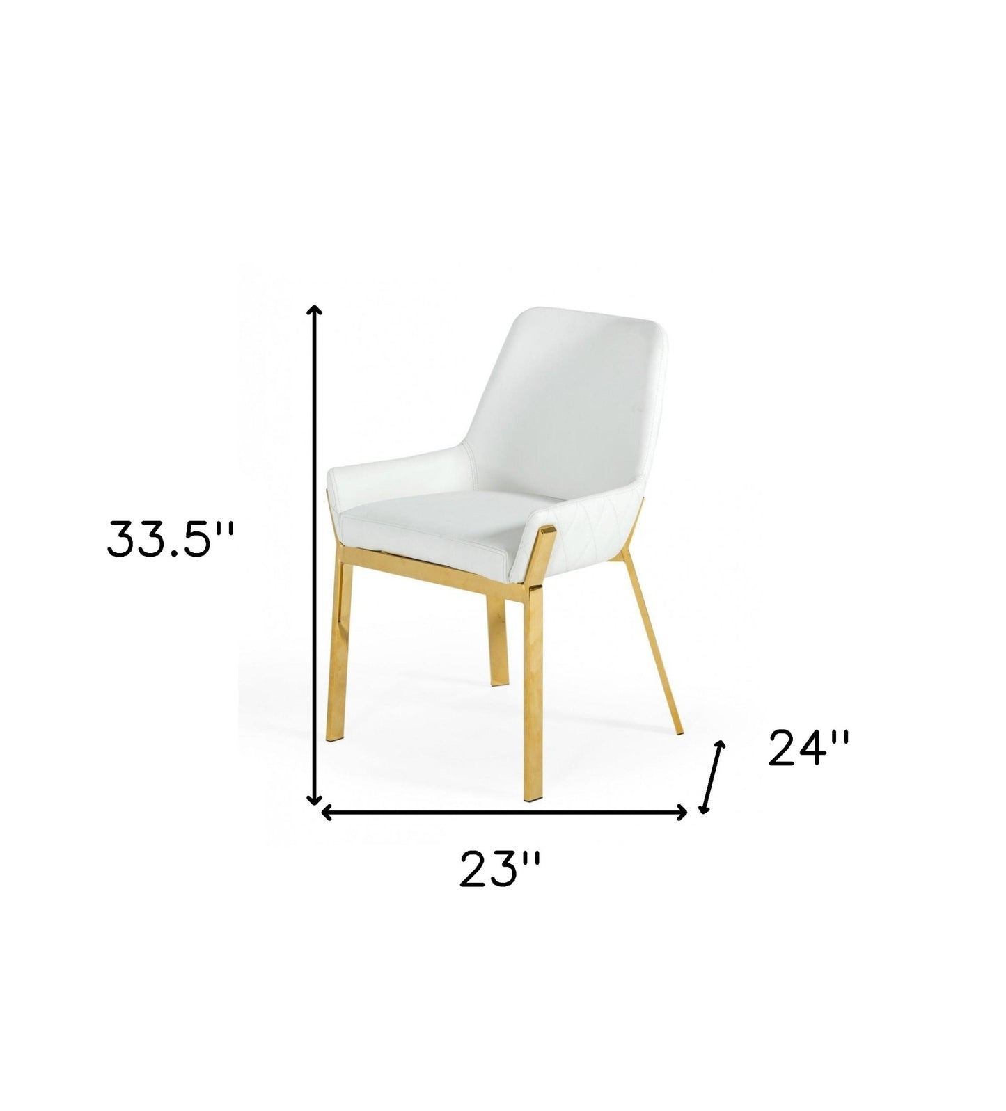 White And Gold Upholstered Faux Leather Dining Arm Chair