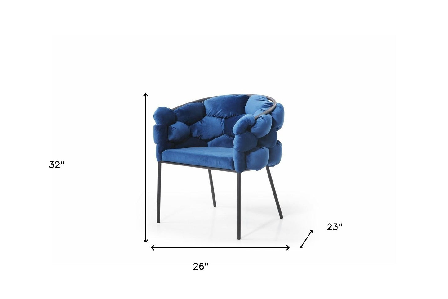 Blue Geo Velvet and Black Velvet Dining Chair