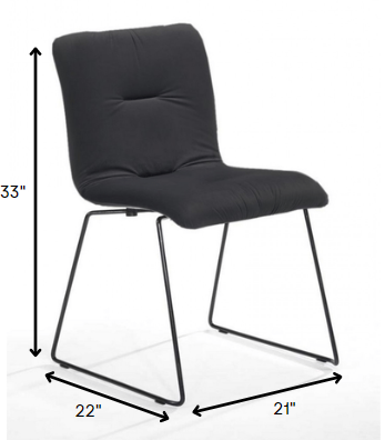 Set of Two Gray and Black Upholstered Fabric Dining Side Chairs