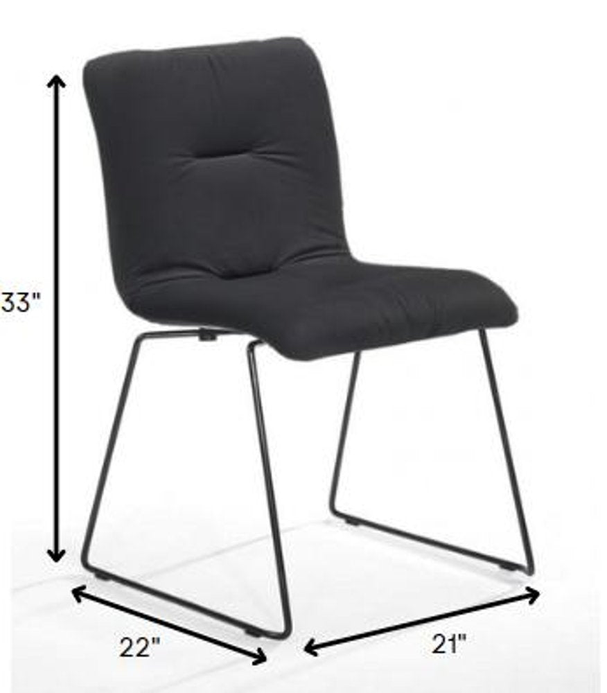Set of Two Gray and Black Upholstered Fabric Dining Side Chairs