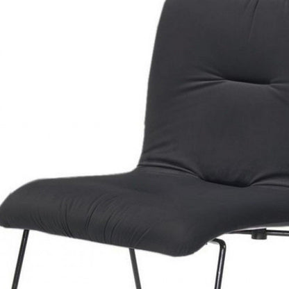 Set of Two Gray and Black Upholstered Fabric Dining Side Chairs