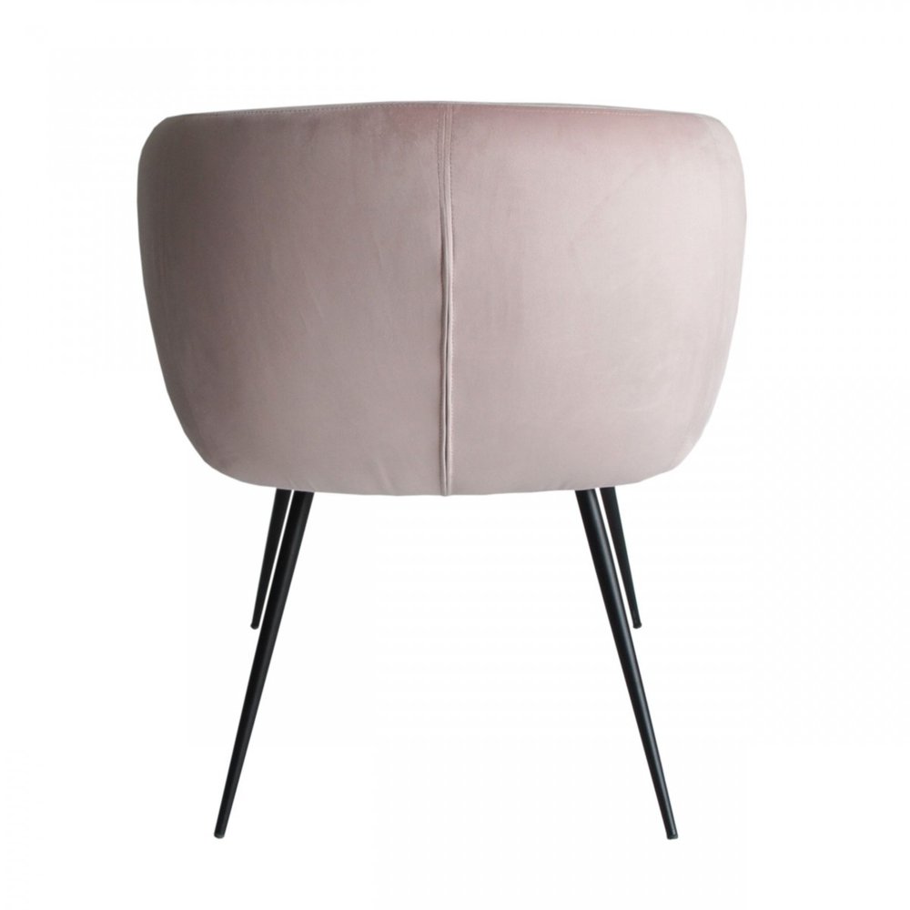 Pink and black velvet upholstered dining arm chair