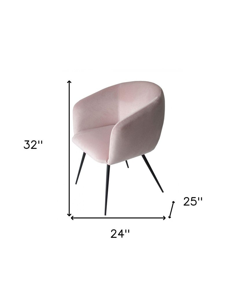 Pink and black velvet dining arm chair.