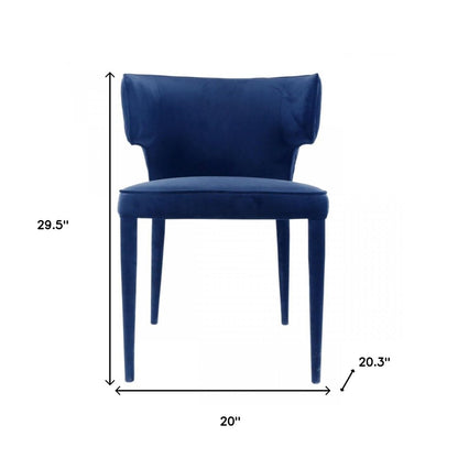 Blue Upholstered Velvet Wing Back Dining Arm Chair