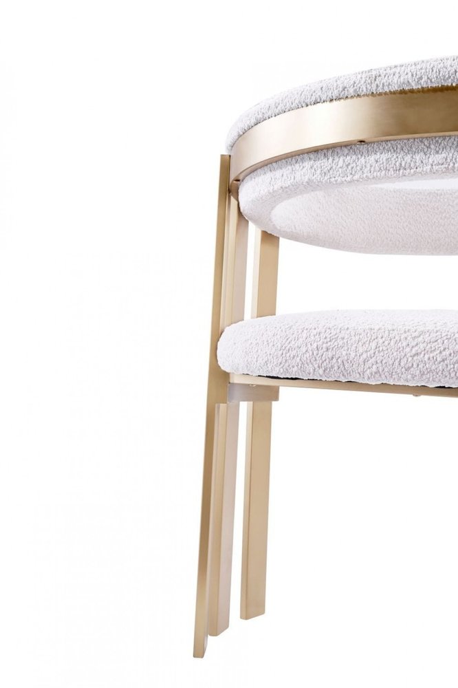 Beige and Gold Upholstered Velvet Slat Back Dining Arm Chair