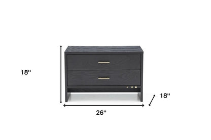 18" Wood Two Drawer Nightstand