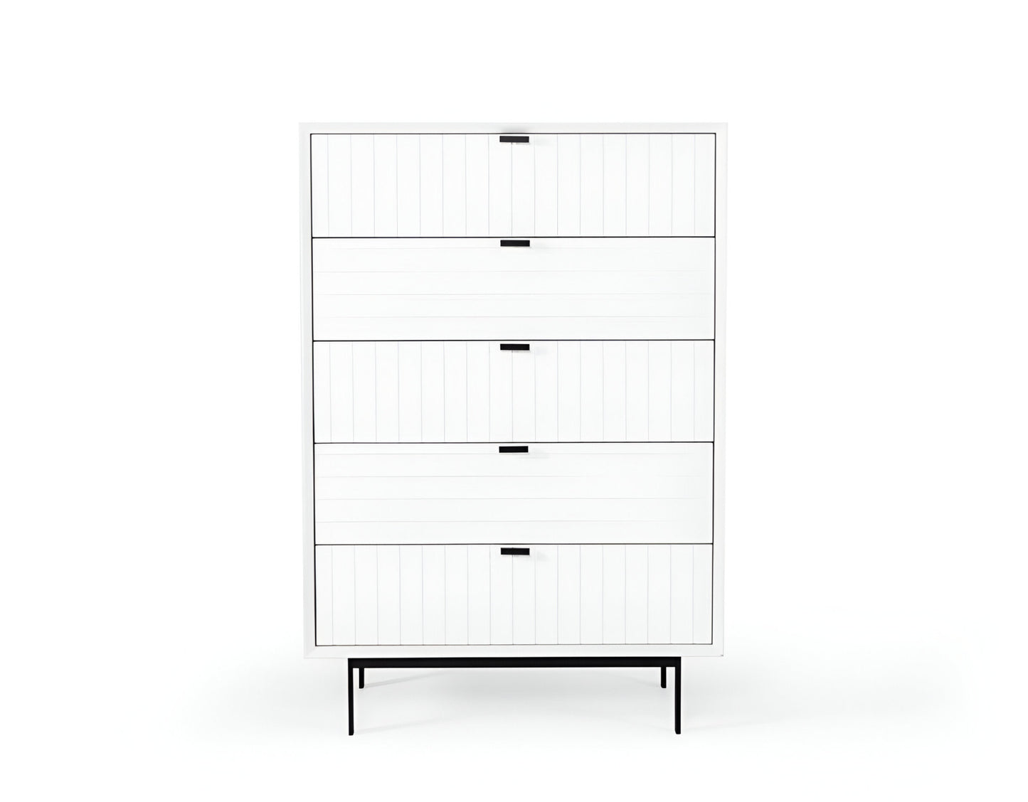 30" White Solid Wood Five Drawer Chest