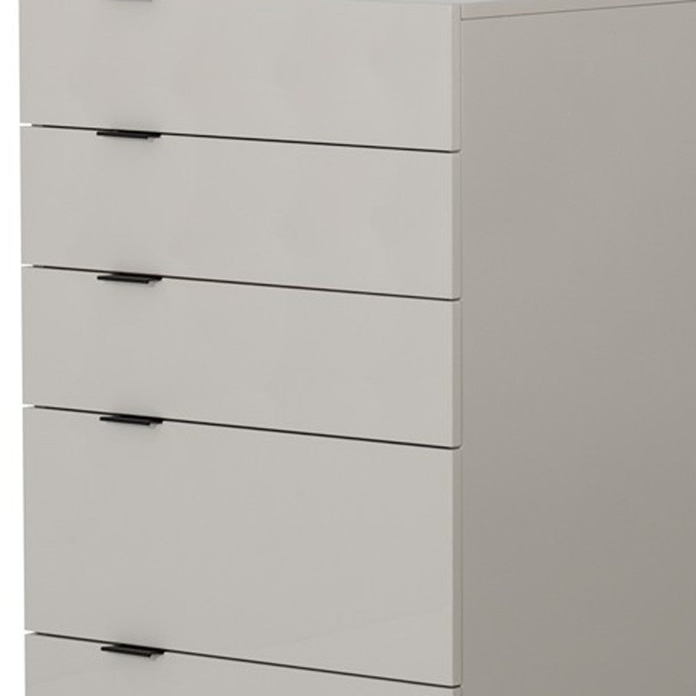 24" Grey Manufactured Wood Five Drawer Chest