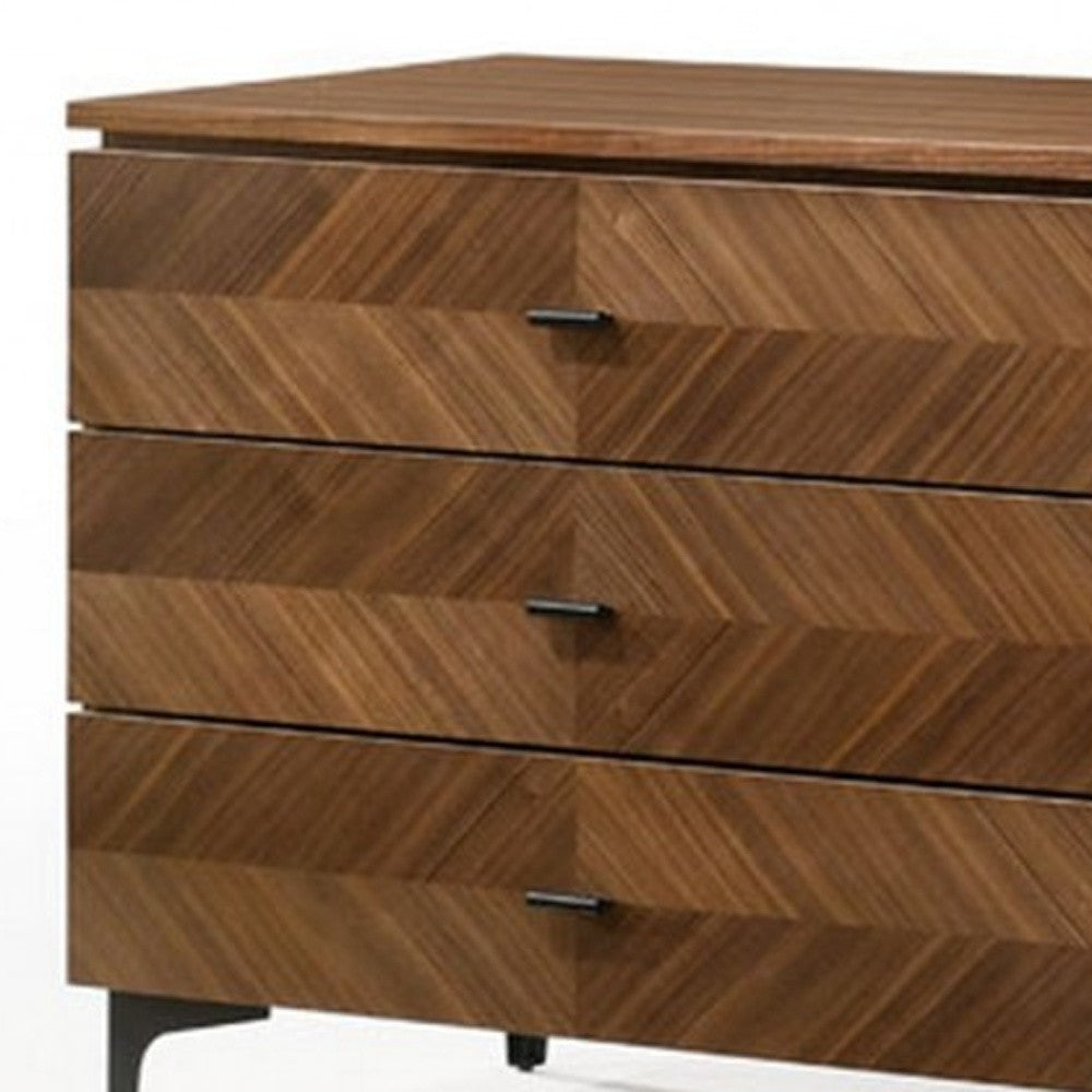 63" Walnut Manufactured Wood Six Drawer Double Dresser
