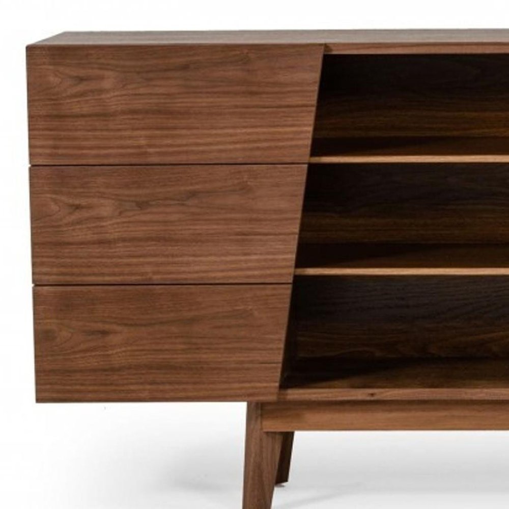 Vintage Style Walnut Veneer Six Drawer Dresser