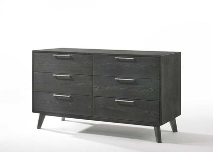 51" Gray Solid Wood Six Drawer Double Dresser