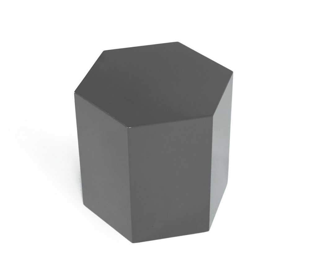 13" Light Gray Wood Hexagonal Block End Table