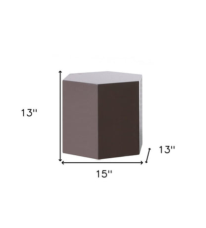 13" Light Gray Wood Hexagonal Block End Table
