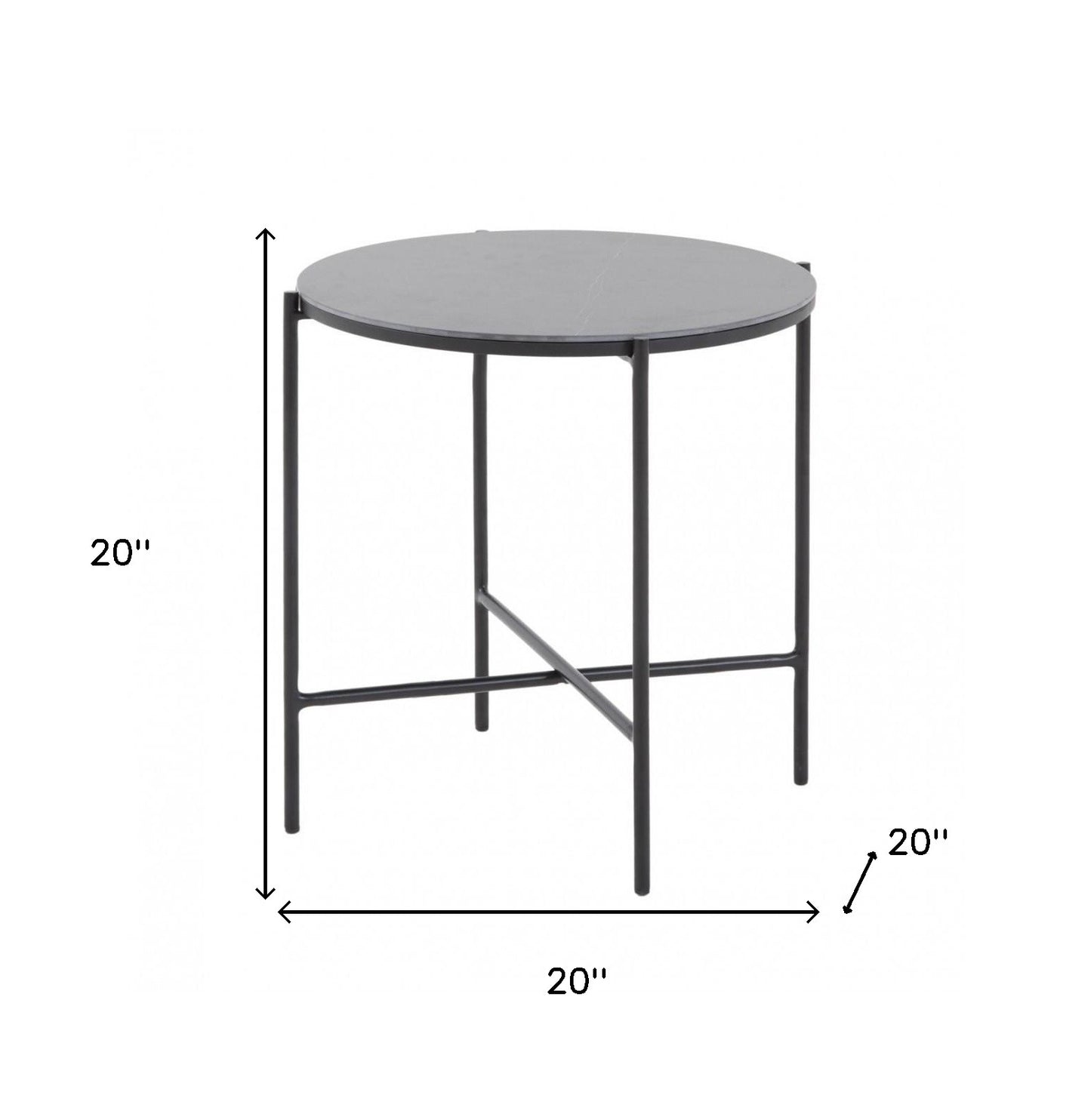 Modern Industrial Black Round Ceramic Side Table