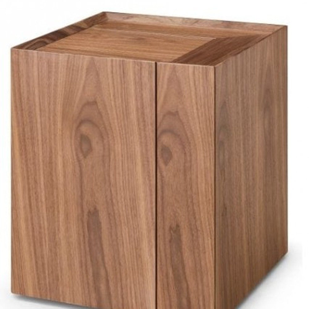 Compact Multipurpose Walnut Rolling End Table with Hidden Storage