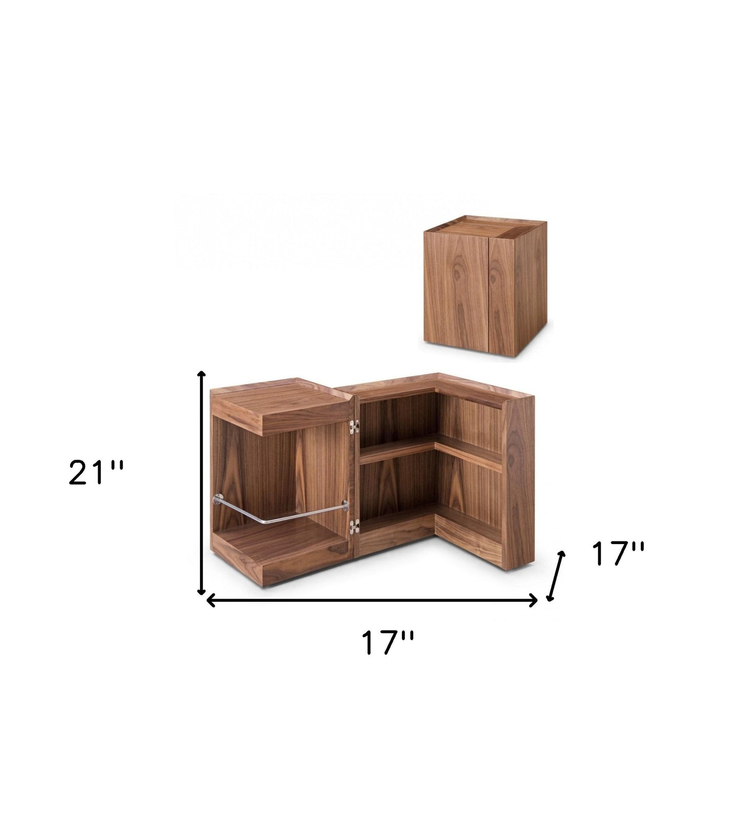 Compact Multipurpose Walnut Rolling End Table with Hidden Storage