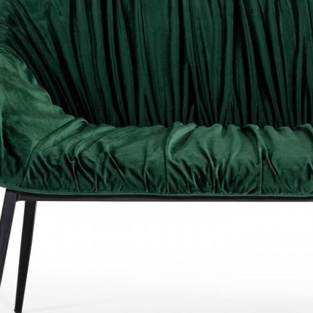 56" Green And Black Velvet And Steel Upholstered Specialty Dining Bench