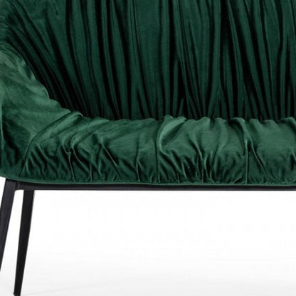 56" Green And Black Velvet And Steel Upholstered Specialty Dining Bench