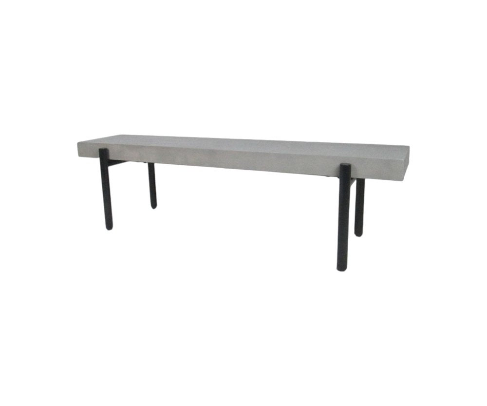 63" Gray and Black Concrete Dining Bench