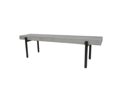 63" Gray and Black Concrete Dining Bench