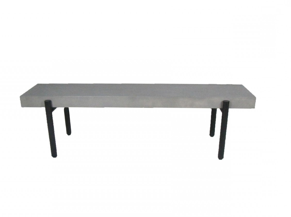 63" Gray and Black Concrete Dining Bench