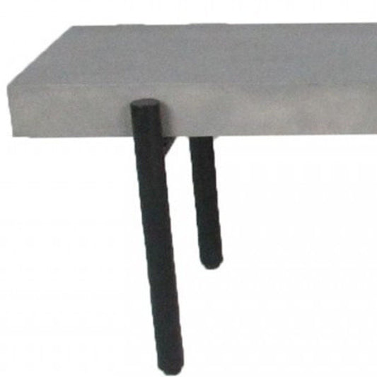 63" Gray And Black Iron and Concrete Dining Bench