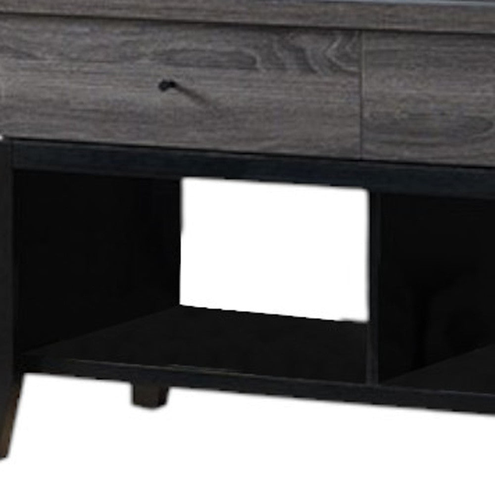 60" Black and Gray Cabinet Enclosed Storage TV Stand