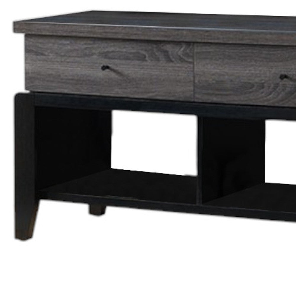 60" Black and Gray Cabinet Enclosed Storage TV Stand