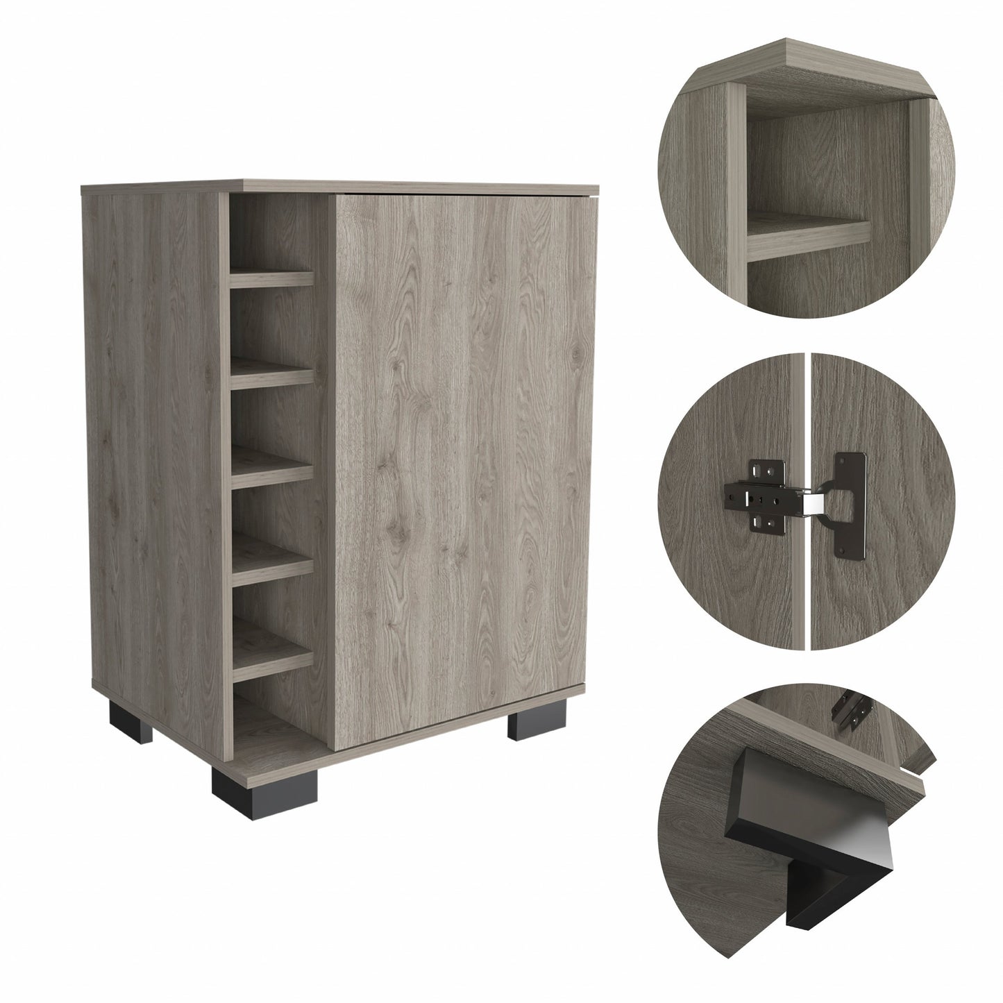 Light Gray Bar Cabinet with One Door Panel