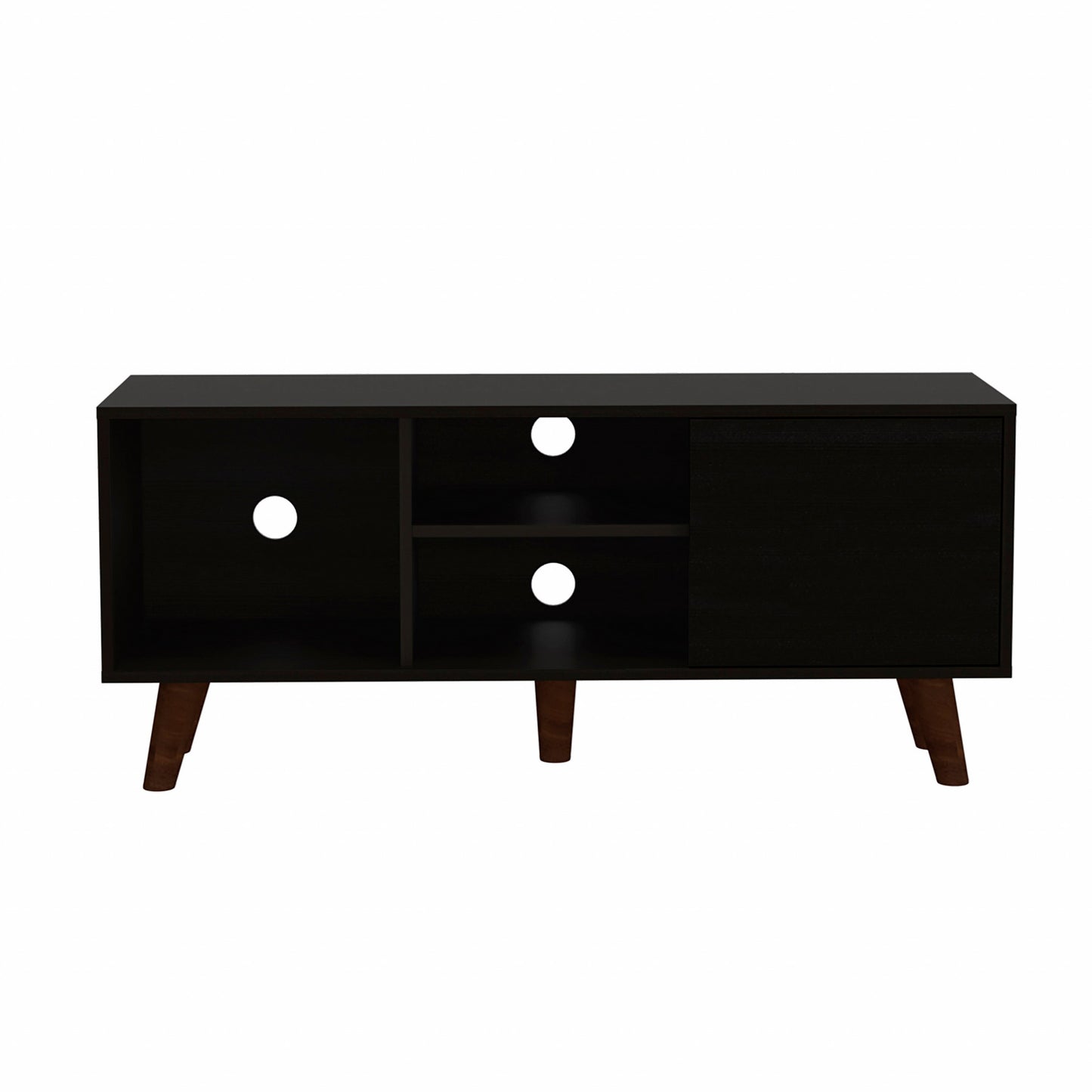 45" Black Particle Board Open Shelving TV Stand