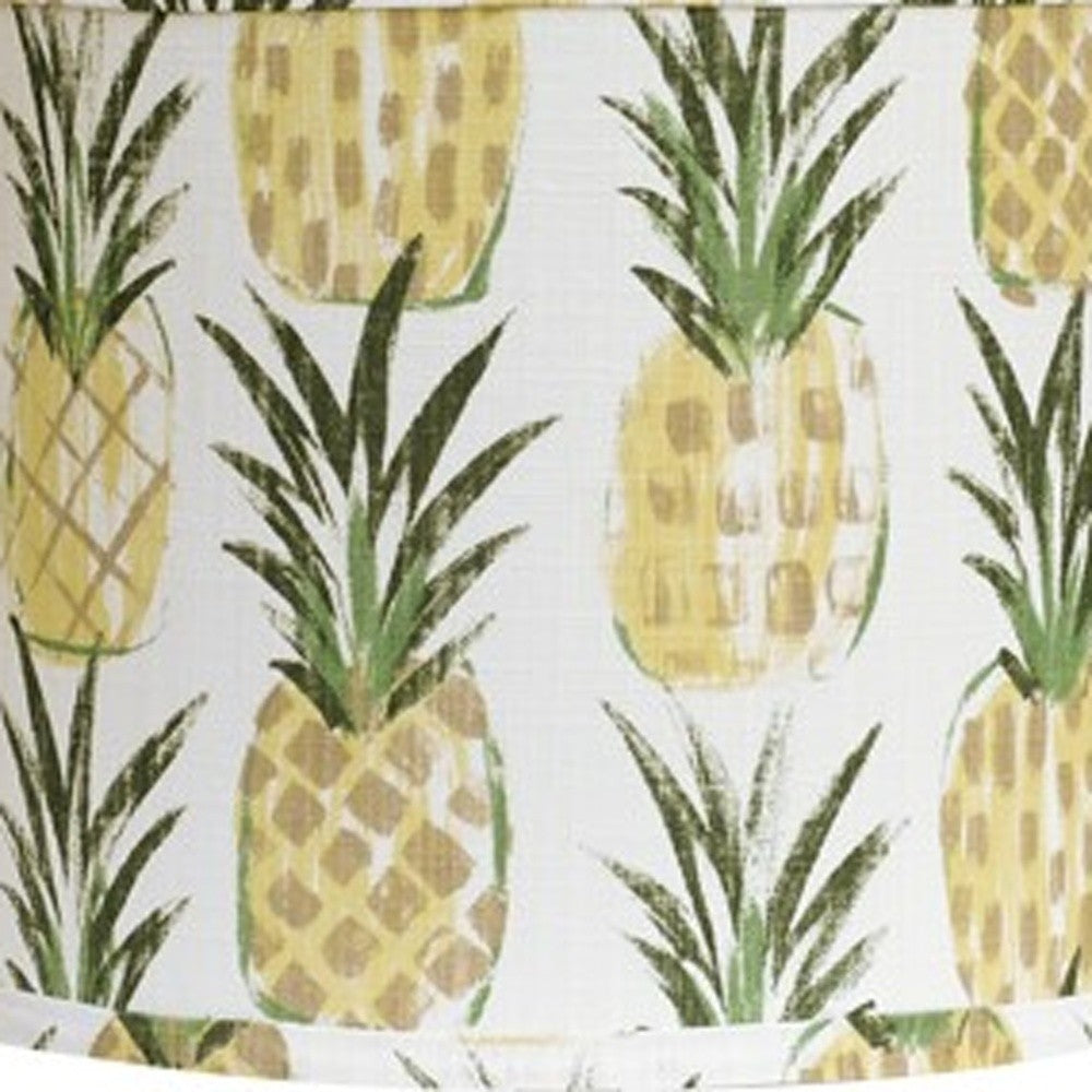 Distressed Whitewash Pineapple Shade Table Lamp