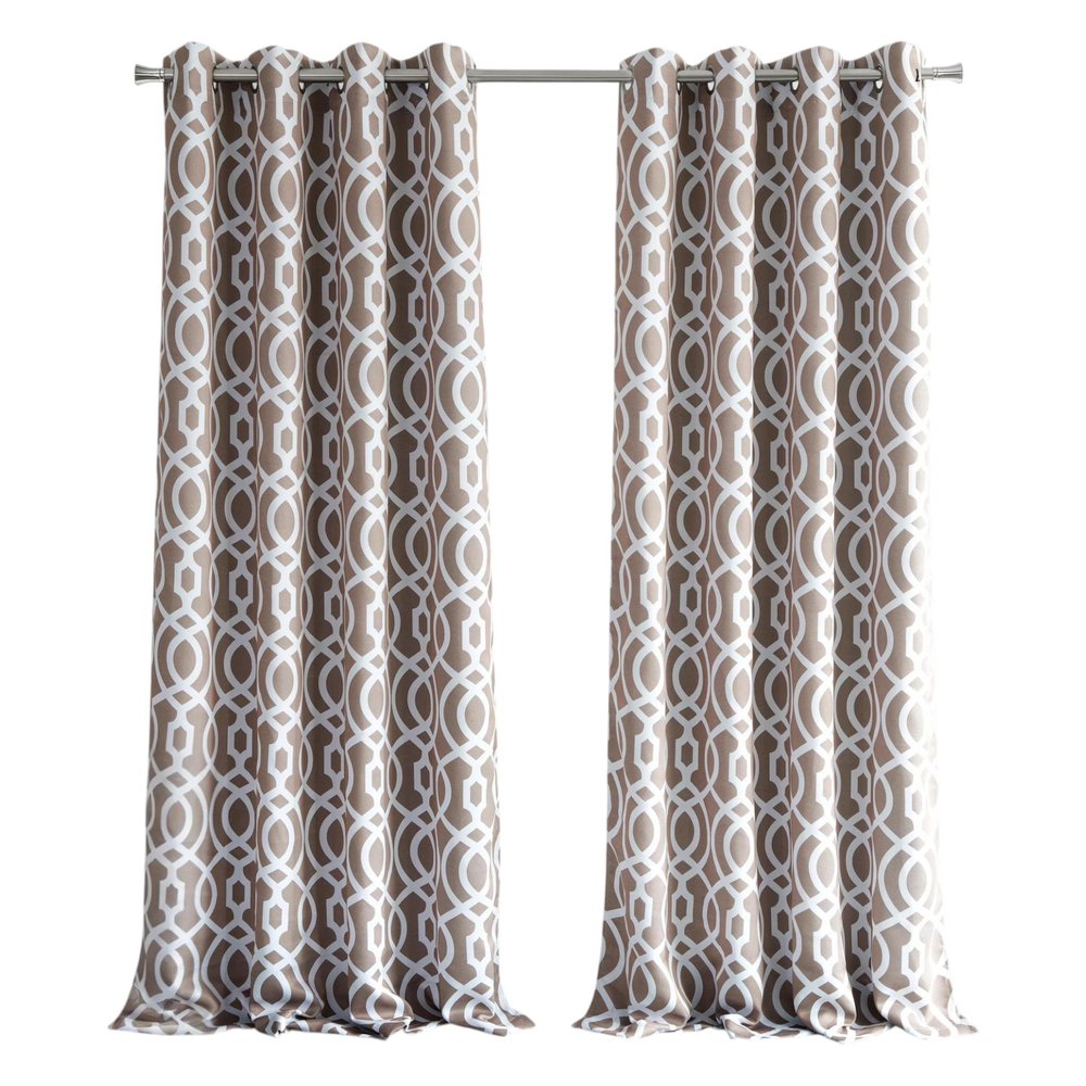 84" Taupe Trellis Black Out Window Curtain Panel