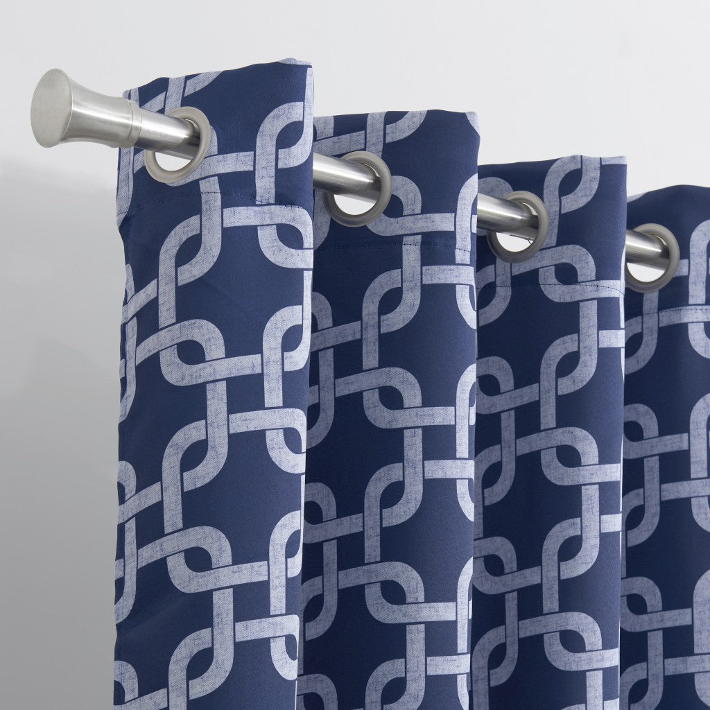 84” Navy Interlock Pattern Window Curtain Panel