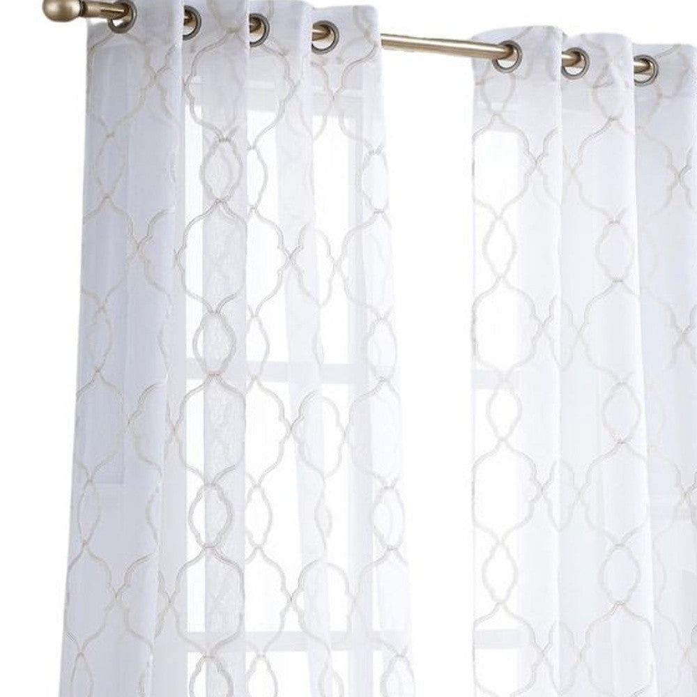 84” Charcoal Trellis Pattern Embroidered Window Curtain Panel
