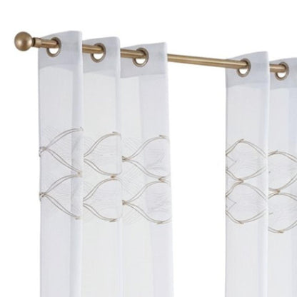 Set of Two 84"  Gold Wave Embroidered Window Panels