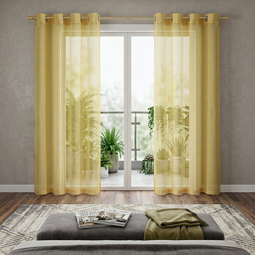 Set of Two 84" Gold Solid Modern Window Panels