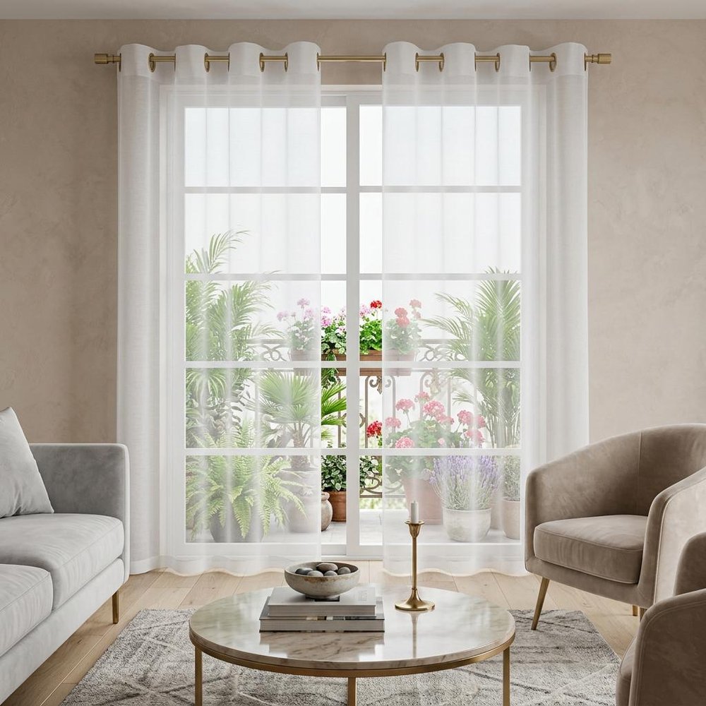 Set of Two 84"  White Solid Modern Window Panels