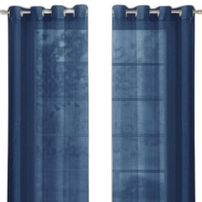 Set of two 84" blue solid modern window panels.
