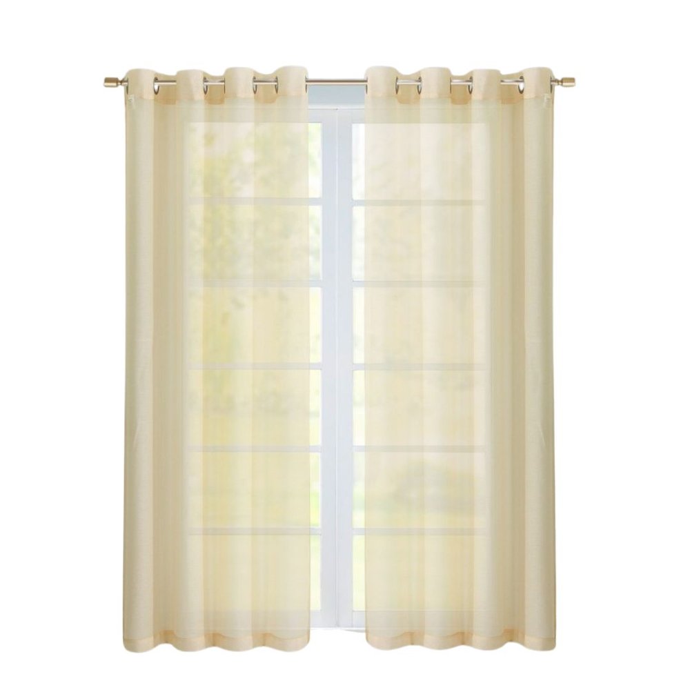 Set of Two 84" Beige Solid Modern Window Panels