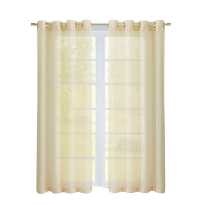 Set of Two 84" Beige Solid Modern Window Panels