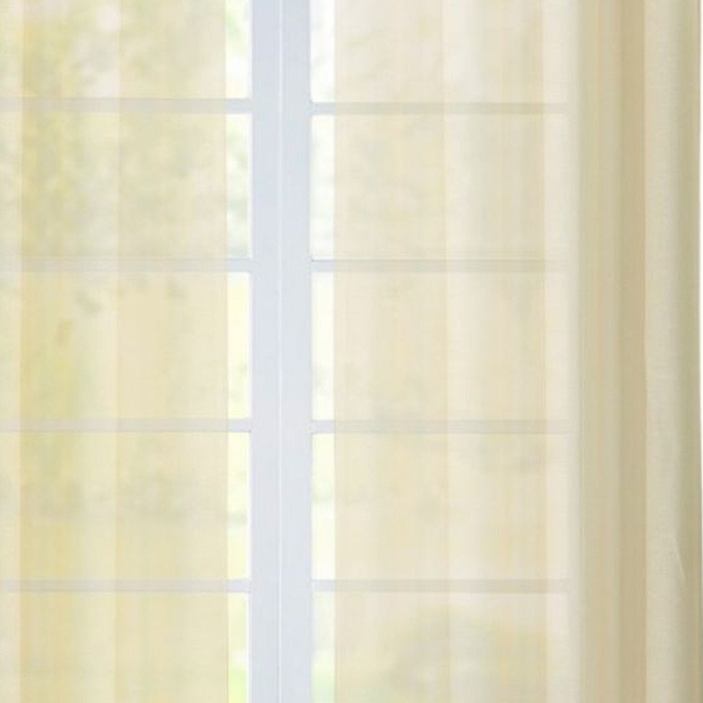 Two beige solid modern window panels, 84" long.