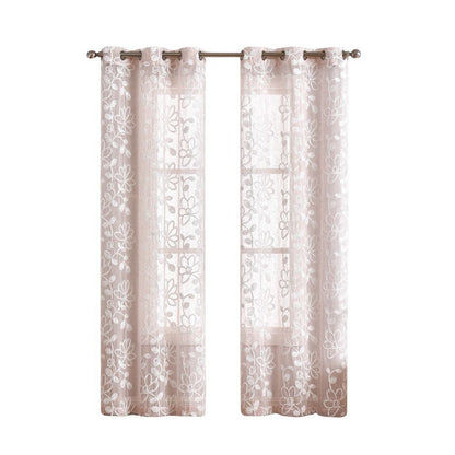 Set of Two 84" Blush Floral Embroidered Window Panels