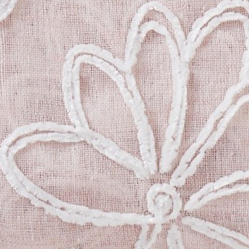 Set of two 84" blush floral embroidered window panels