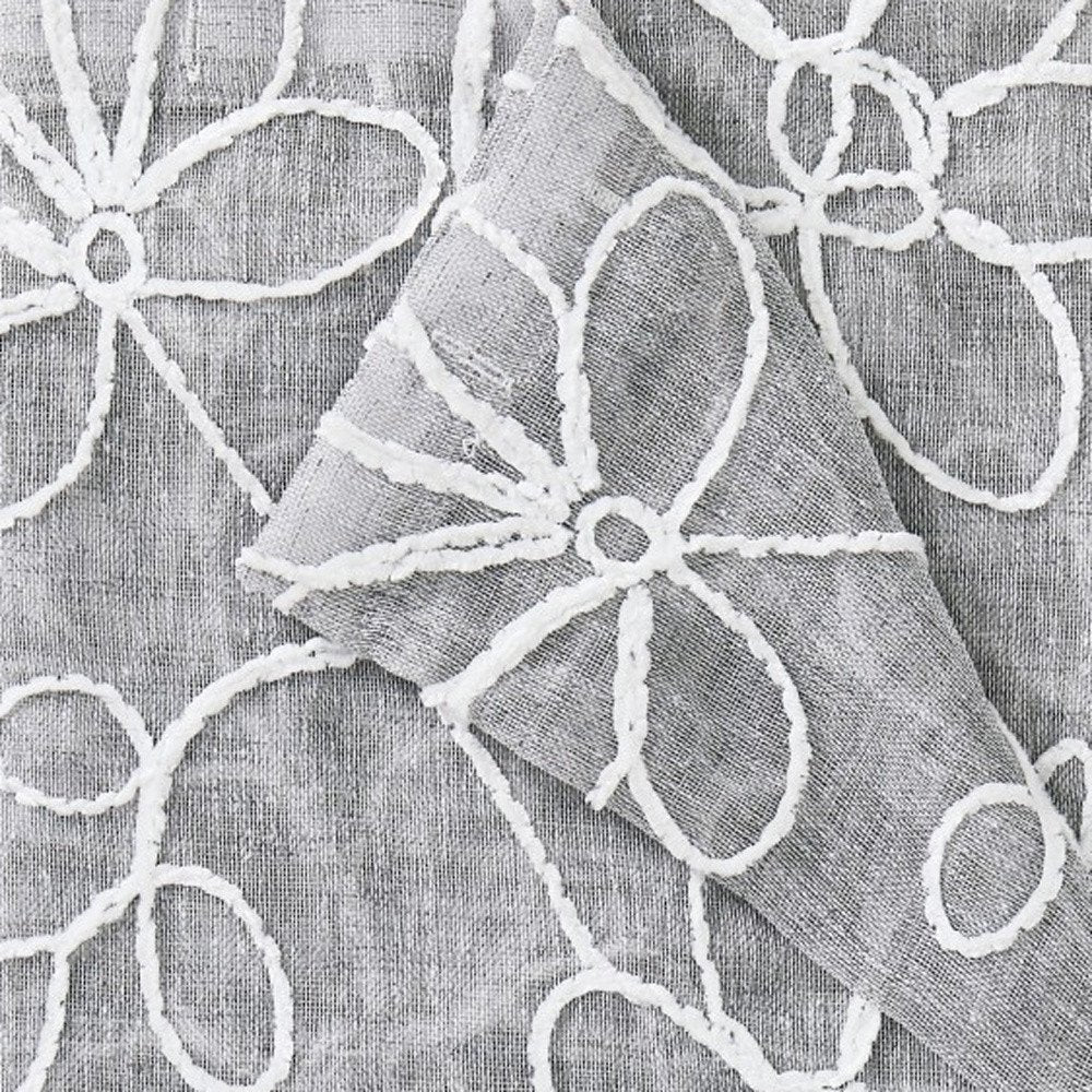 Set of Two 96" Silver Floral Embroidered Window Panels