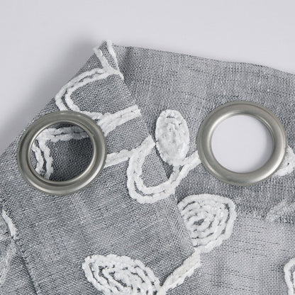 Set of two 96" silver floral embroidered window panels