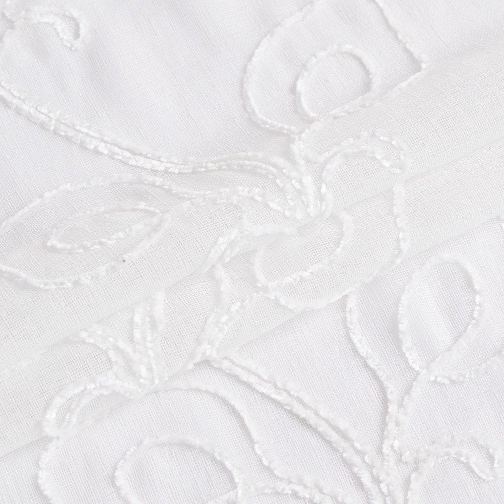 Set of Two 84"  White Boho Embroidered Window Panels