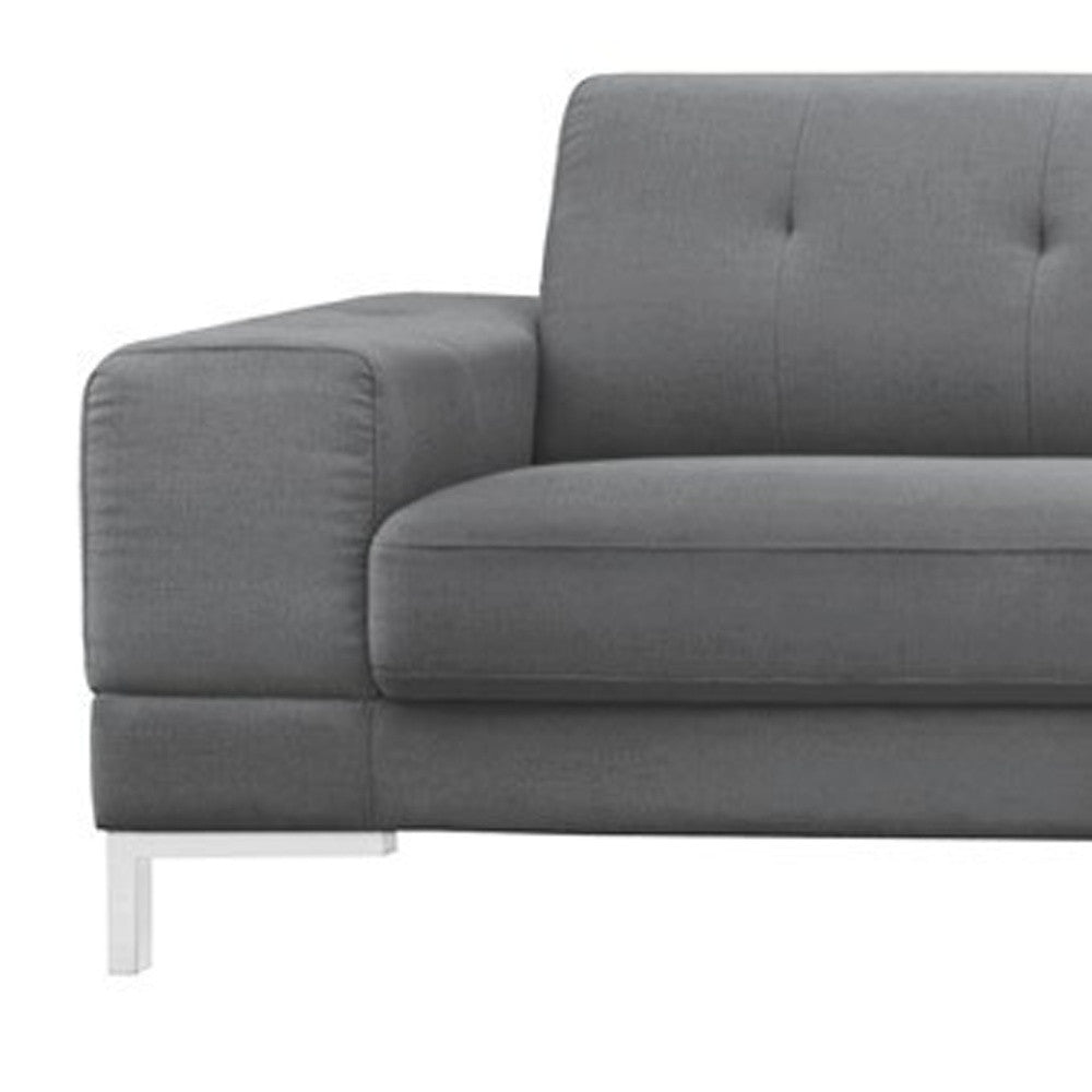 Gray Polyester L Shaped Two Piece Sofa and Chaise Sectional